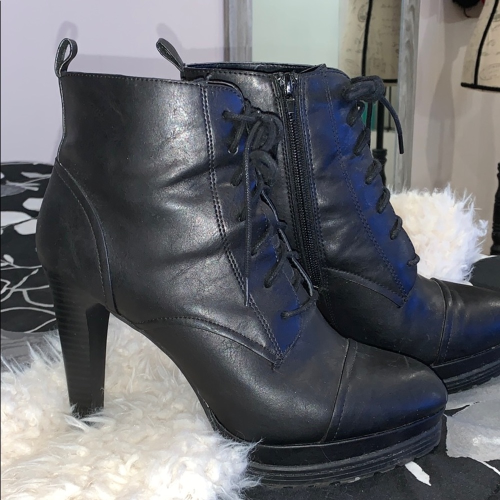 All black heeled boots